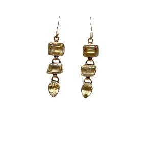Citrine Glass Sterling Silver Dangles Earrings Dangles Geometric Drops Design
